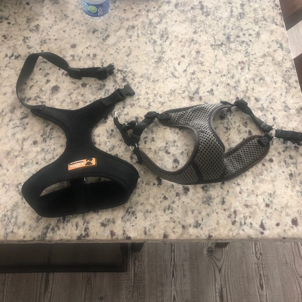 The Dog Walking Company Adjustable Black Gray Dog Harness Size M Set of 2